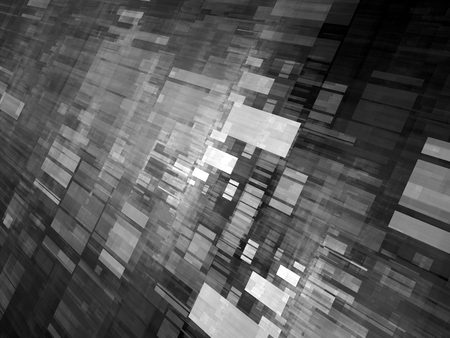 Flying rectangles black and white effect, new technology, computer generated abstract background, 3D renderingの写真素材