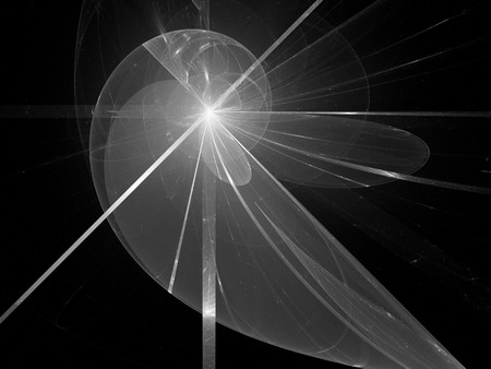 Glowing fibonacci spiral fractal, computer generated abstract background, black and white, 3D renderingの写真素材