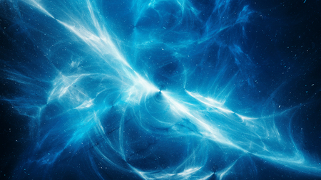 Blue glowing high energy plasma field in space, computer generated abstract background, 3D renderingの写真素材