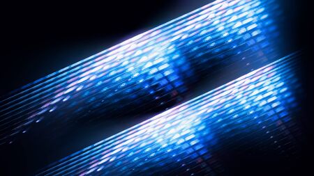 Blue glowing fiber optics, computer generated abstract background, 3D rendering