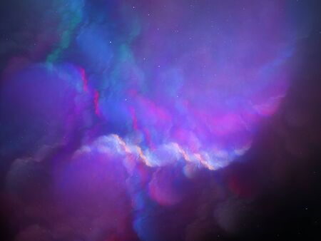 Vibrant glowing purble nebula in space, computer generated abstract background, 3D rendering