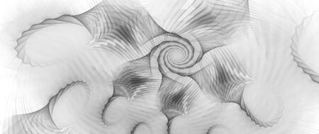 Spiral fantasy banner, computer generated abstract fractal intensity map inverted black and whiteの写真素材