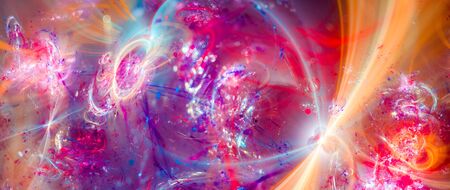 Colorful chaotic fractal widescreen abstract fractal background, computer generated, 3D rendering