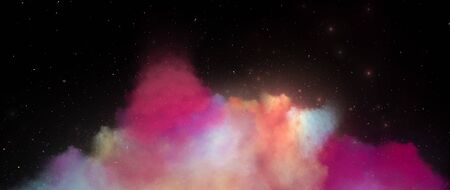 Colorful nebula in deep space ultra widescreen template, computer generated abstract background, 3D renderingの写真素材