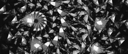 Stained-glass black and white abstract widescreen background, fractal render
