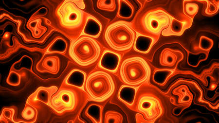 Fiery glowing gnarl fractal, computer generated abstract background, 3D rendering