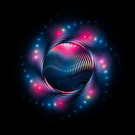 Colorful neon retro object isolated on black, computer generated abstract background, 3D rendering