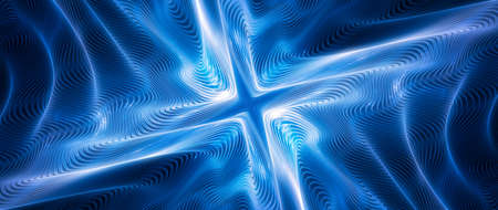 Blue glowing technology cross surface, computer generated abstract background, 3D renderingの写真素材