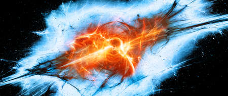 Birth of supermassive black hole with fiery accretion disc, 3D render