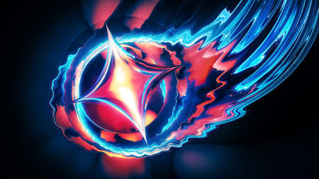 Colorful futuristic glowing flying comet design, computer generated abstract background, 3D...