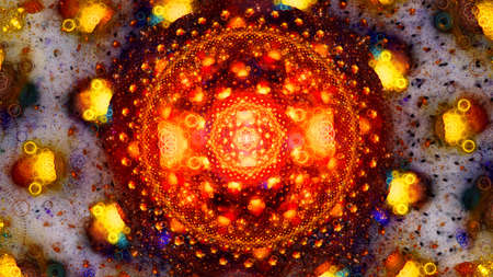 Fiery glowing atomic nucleus, computer generated abstract background, 3D renderの写真素材