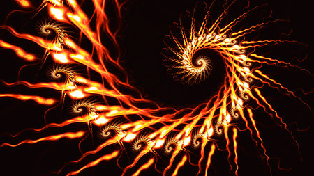 Fiery glowing negative emotional spiral, computer generated abstract background, 3D rendering
