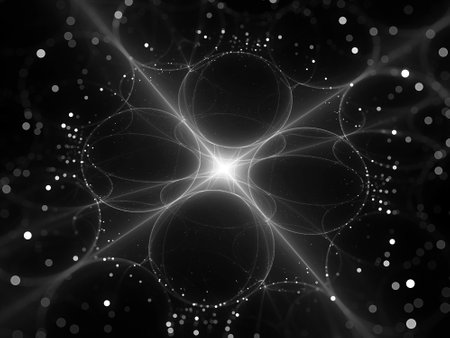 Glowing futuristic quantum processor, computer generated abstract intensity map, black and white, 3D...