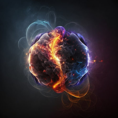 Brain in abstract space, computer generated abstract background, 3D renderingの素材