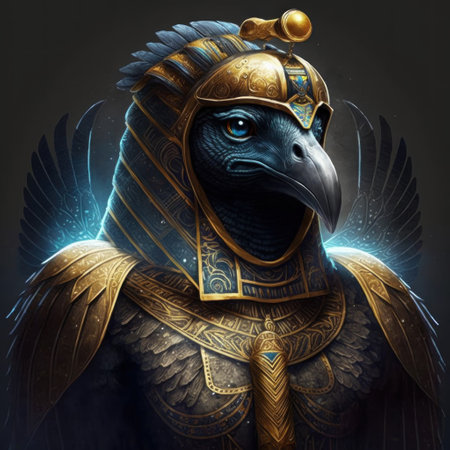 3D illustration of a viking warrior with a golden helmet on his headの素材