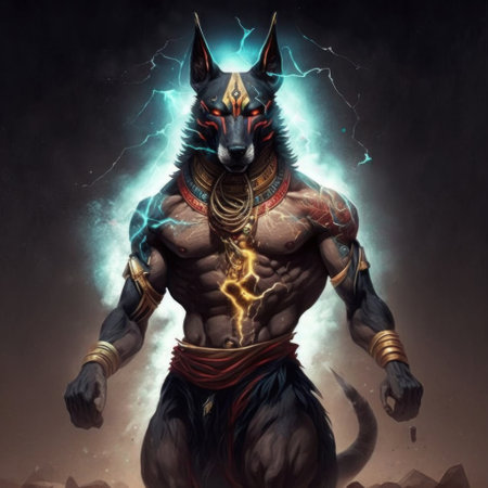 Portrait of a powerful German shepherd dog. Fantasy.の素材