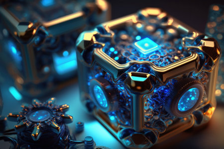 Cube shaped processor unit for future spaceships, quantum computer, generative AIの素材