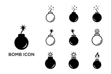 bomb icon set vector design template in white backgroundのイラスト素材