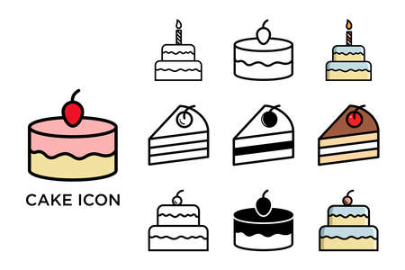 cake icon set vector design template in white backgroundのイラスト素材
