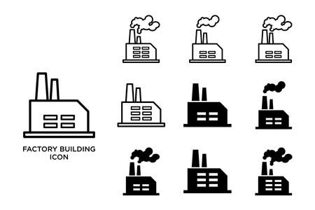 factory building icon set vector design template in white backgroundのイラスト素材