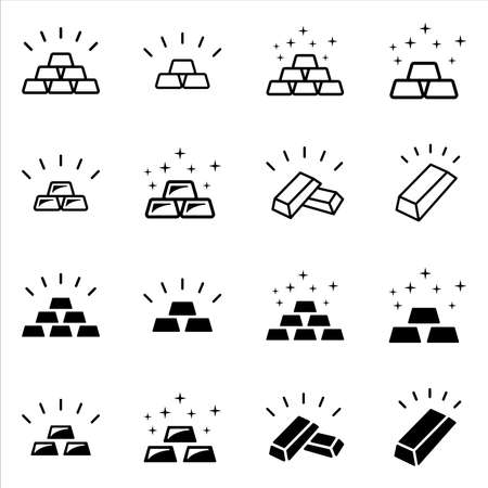 gold bar icon set vector design template in white backgroundのイラスト素材