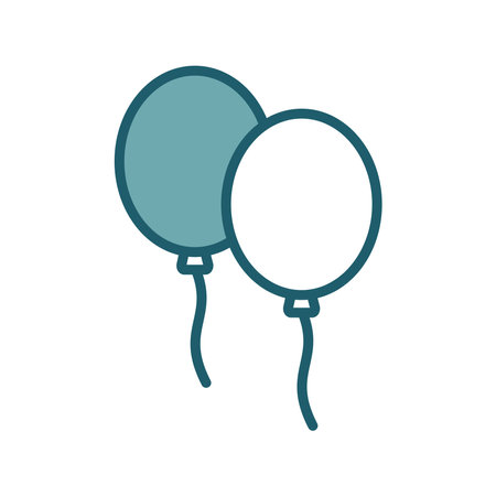 balloons party decoration icon vector illustration design graphic flat style blue colorのイラスト素材