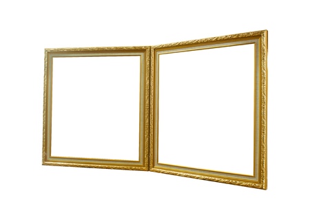 Two photo frames on a white background.の写真素材
