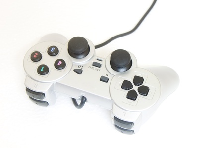 white game controller isolated on white background.の写真素材
