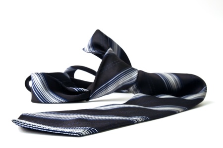 black striped necktie  on white background.の写真素材