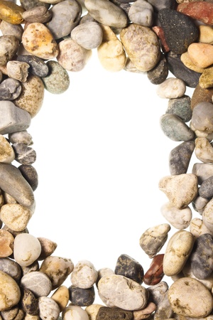 pebbles on a white background as a frameの写真素材