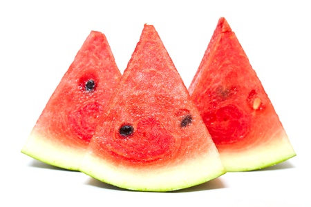 slices of watermelon isolated on white background.の写真素材
