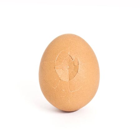 Cracked breakfast egg,Break eggs on a white background