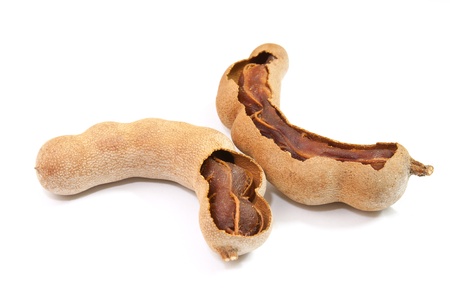 group of tamarind isolated on white background.の写真素材