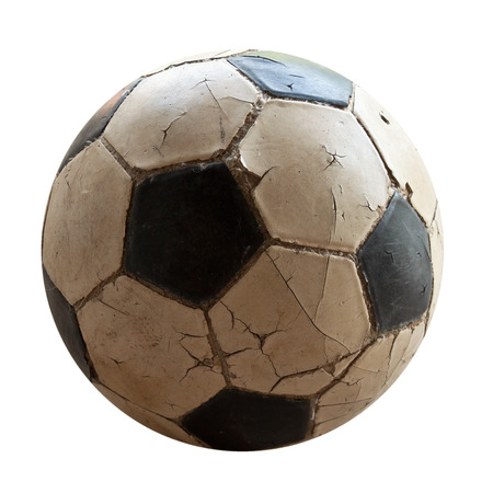 old soccer ball on white backgroundの写真素材