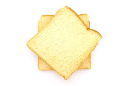 Slice of white bread isolated on white