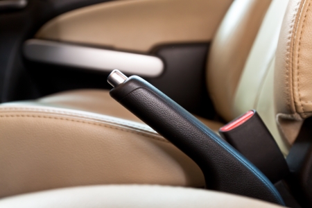 Hand brake in a car の写真素材