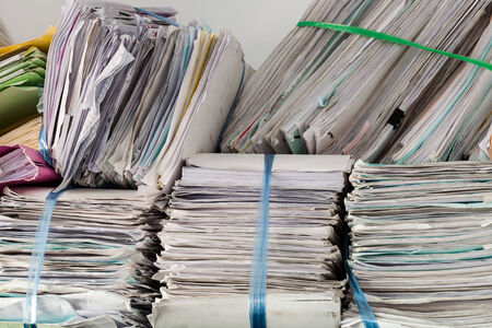 Pile of documents stack up highの写真素材