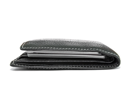 credit cards in leather wallet.