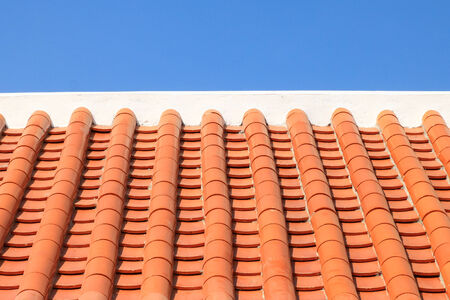 roof tile pattern and blue sky