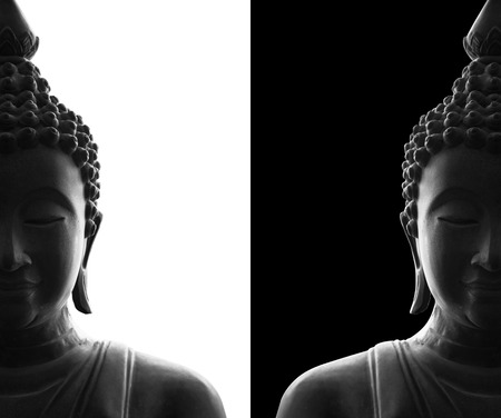 head of buddha on white and black backgroundの写真素材