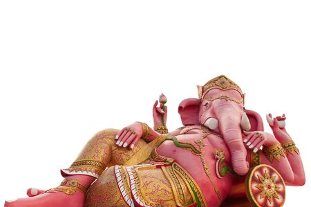 Ganesha statue on white backgroundの写真素材