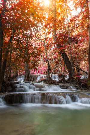 Waterfall in Thailand, (Huay Mae Kamin Waterfall )の写真素材