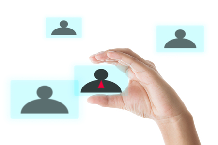 businessman choosing right partner from many candidates, Concept of teamwork.の写真素材