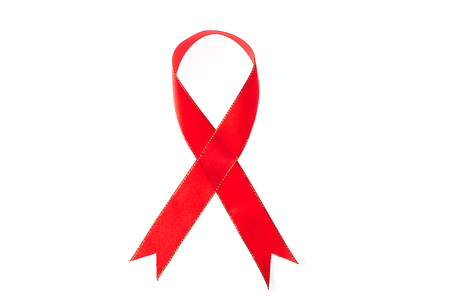 Aids awareness red ribbon isolated on white background