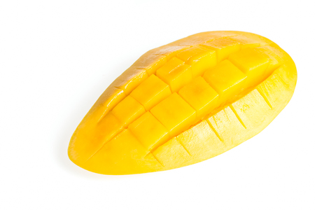 Mango slice  isolated on white backgroundの写真素材