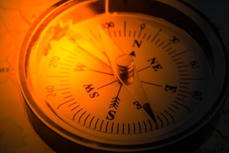compass on the map in vintage style .travel conceptの写真素材