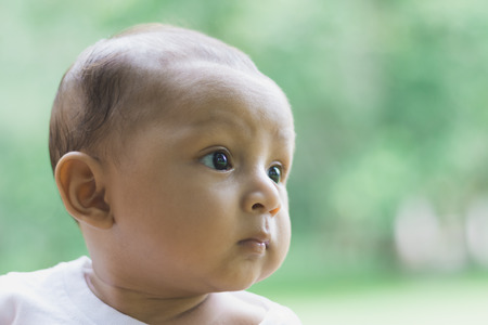 Portrait Asian infant, cute babyの写真素材