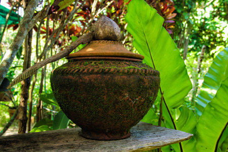 Pottery of Thailand. art ashtray bowlの写真素材