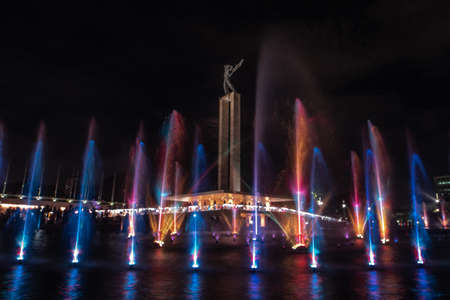 Jakarta, Indonesia - March 23, 2019 - West Irian Liberation Monument is the best place to enjoy fountains festival in the weekendのeditorial素材