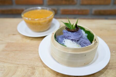Thai rice noodle with coconut milk. The good meal of Thai people that like  sweet